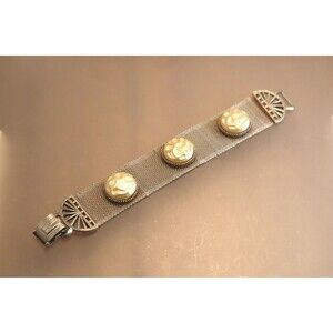 Victorian Revival Mesh Pearl Bracelet Vintage